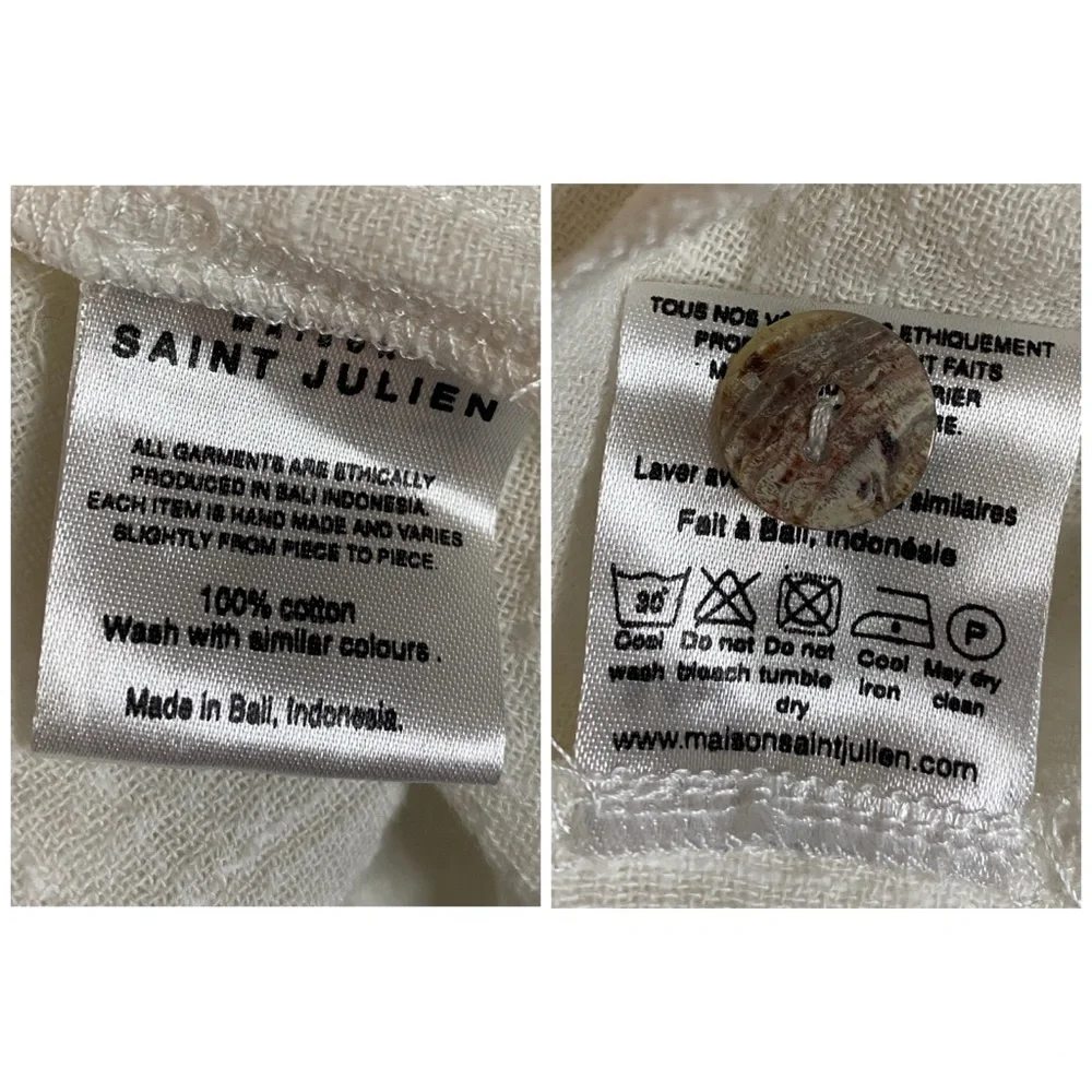 MAISON SAINT JULIEN Empire Long Resort Dress Off White Empire V Neck Gauze XS - Picture 10 of 10